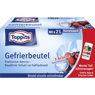 TOPPITS Gefrierbeutel 80 x 2 Liter 220 x 240 mm 80 Beutel