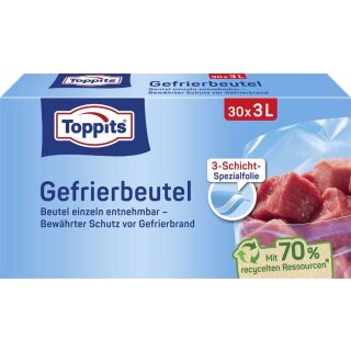 TOPPITS Gefrierbeutel 30 x 3 Liter 250 x 270 mm 30 Beutel