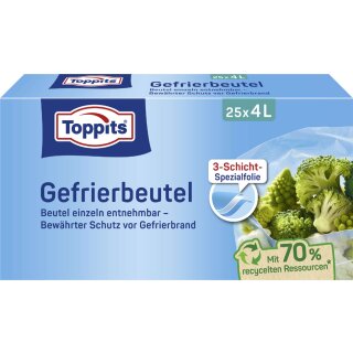 TOPPITS Gefrierbeutel 25 x 4 Liter 250 x 340 mm 25 Beutel