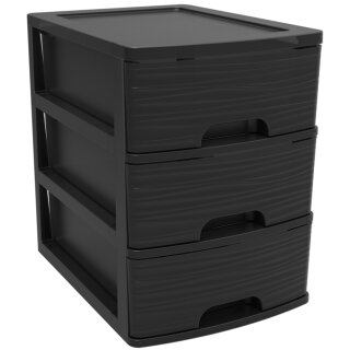EDA Schubladenbox STONE DIN A4 3 Schübe PP schwarz