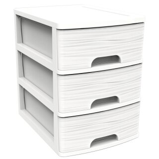 EDA Schubladenbox STONE DIN A4 3 Schübe PP weiß