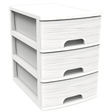 EDA Schubladenbox STONE DIN A4 3 Schübe PP weiß