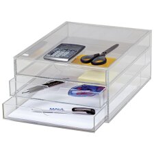 MAUL Acryl-Schubladenbox DIN A4 3 Schubladen glasklar