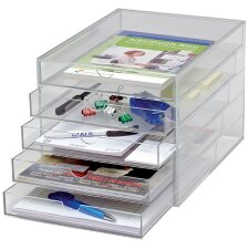 MAUL Acryl-Schubladenbox DIN A4 5 Schubladen glasklar