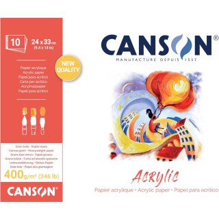CANSON Zeichenpapierblock "Acrylic" 240 x 330 mm 400 g/qm 10 Blatt