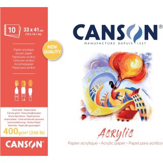 CANSON Zeichenpapierblock "Acrylic" 330 x 410 mm 400 g/qm 10 Blatt