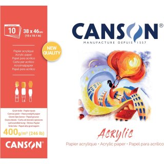 CANSON Zeichenpapierblock "Acrylic" 380 x 460 mm 400 g/qm 10 Blatt
