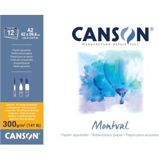 CANSON Aquarellblock "Montval" 420 x 594 mm 300 g/qm 12 Blatt