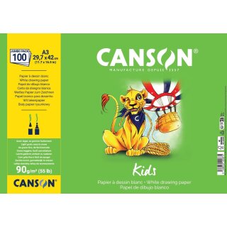 CANSON Zeichenpapier Kids DIN A3 90 g/qm 100 Blatt