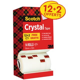 Scotch Klebefilm Crystal Clear 600 19 mm x 33 m hochtransparent 14 Rollen