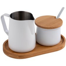 APS Milch-/ Zucker-Set Akazienholz/Edelstahl 5-teilig