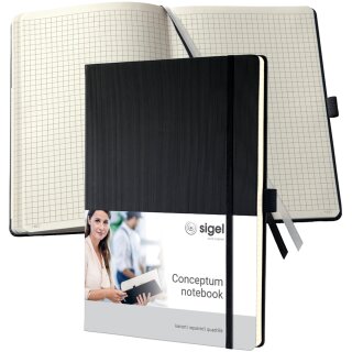 sigel Notizbuch Conceptum DIN A4+ kariert schwarz