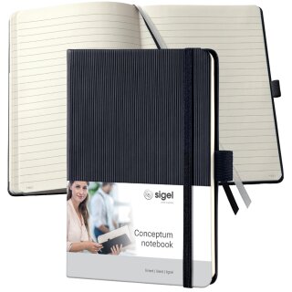 sigel Notizbuch Conceptum DIN A6 liniert schwarz 97 Blatt