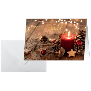sigel Weihnachtskarte "Red Christmas Candle" A6 quer (A5) 10 Karten + 10 Umschläge