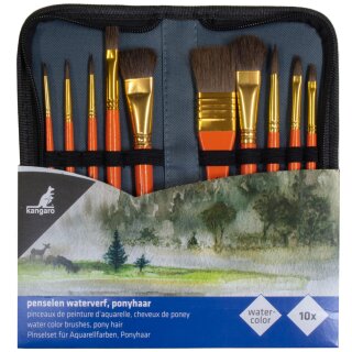 kangaro Aquarell-Pinsel-Set 10-teilig im Etui