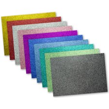 kangaro Glitterkarton 250 x 350 mm 10-farbig sortiert