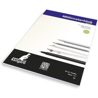 kangaro Millimeterpapier-Block DIN A4 80 g/qm 25 Blatt