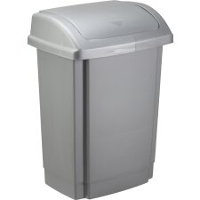 plast team Schwingdeckel-Abfalleimer 25 Liter silber