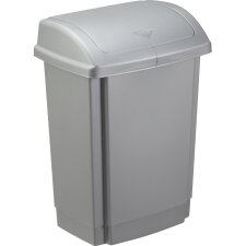 plast team Schwingdeckel-Abfalleimer 15 Liter silber