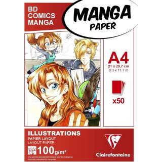 Clairefontaine Skizzenblock MANGA ILLUSTRATIONS DIN A4 50 Blatt