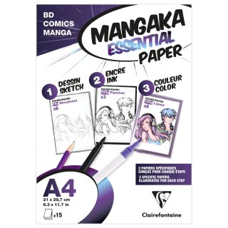 Clairefontaine Manga Papier DIN A4 weiß 15 Blatt