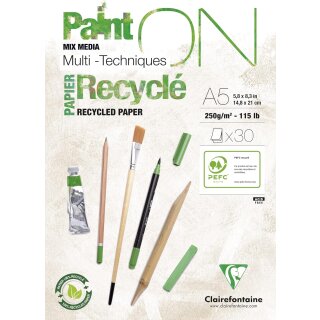 Clairefontaine Zeichenpapierblock PAINTON Recyclé DIN A5 30 Blatt