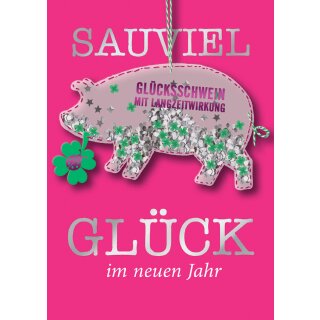CACTUS Neujahrskarte mit Filzschwein