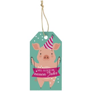 CACTUS Neujahrs-Geschenkanhänger "Partyschwein"