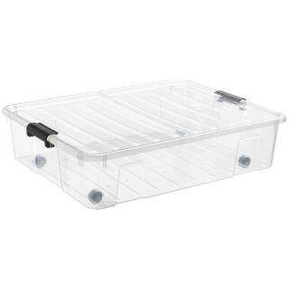 plast team Aufbewahrungsbox HOME BOX BEDROLLER XL 49 Liter transparent
