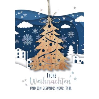 CACTUS Weihnachtskarte "Tannenbaum" mit Holzapplikation