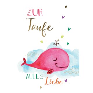 CACTUS Taufkarte "Pinker Wal"