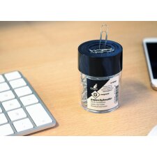 kangaro Klammernspender rund transparent / schwarz