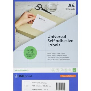 rillprint Universal-Etiketten 105 x 148 mm weiß 400 Etiketten