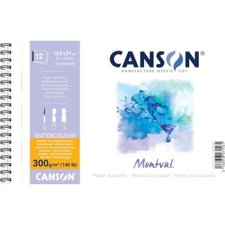 CANSON Aquarellblock "Montval" 135 x 210 mm 300 g/qm 12 Blatt