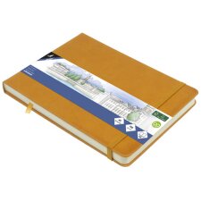 kangaro Skizzenbuch PU-Hardcover DIN A5 quer ockergelb 80...