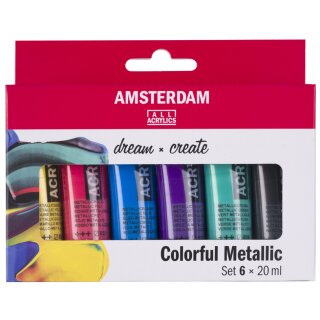 ROYAL TALENS Acrylfarbe AMSTERDAM Bunte Metallics 6 x 20 ml