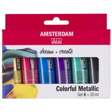 ROYAL TALENS Acrylfarbe AMSTERDAM Bunte Metallics 6 x 20 ml