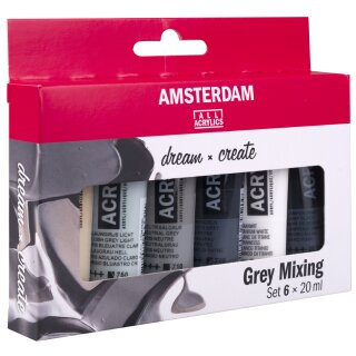 ROYAL TALENS Acrylfarbe AMSTERDAM graues Mischset 6 x 20 ml