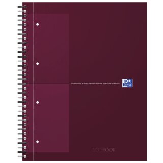 Oxford International Collegeblock NOTEBOOK DIN A4+ kariert 80 Blatt dunkelrot