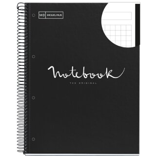 MIQUELRIUS Collegeblock "Notebook EMOTIONS" DIN A4 schwarz kariert 80 Blatt