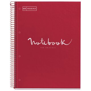 MIQUELRIUS Collegeblock "Notebook EMOTIONS" DIN A4 rot kariert 80 Blatt