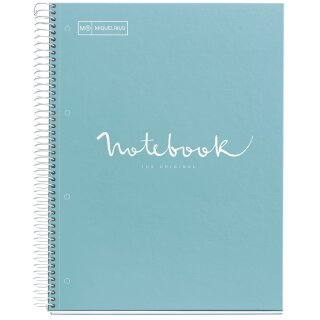 MIQUELRIUS Collegeblock "Notebook EMOTIONS" DIN A4 hellblau kariert 120 Blatt