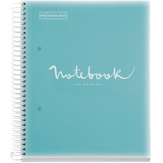 MIQUELRIUS Collegeblock "Notebook EMOTIONS" DIN A4 hellblau kariert 160 Blatt