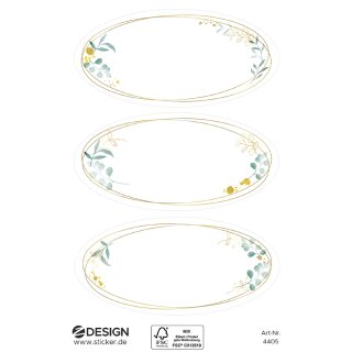 ZDesign HOME Haushalts-Etiketten mit Zierrahmen oval 3 Blatt à 3 Sticker