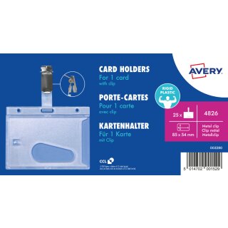 AVERY Ausweishalter mit Clip transparent 54 x 85 mm 25 Stück