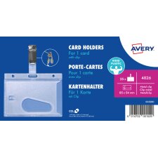 AVERY Ausweishalter mit Clip transparent 54 x 85 mm 25...