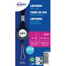 AVERY Textilband/Lanyard mit Aufrollmechanismus schwarz...
