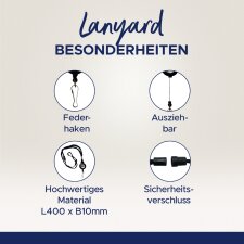 AVERY Textilband/Lanyard mit Aufrollmechanismus schwarz 10 Stück