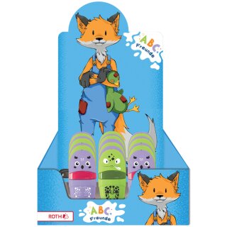 ROTH 2in1 Spitzdose & Radierer "ABC Freunde" Display 15 Stück