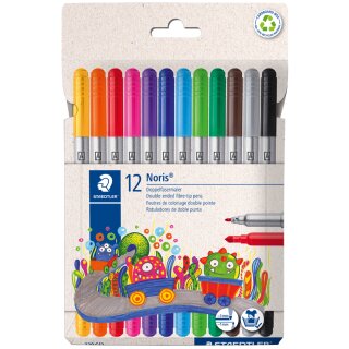 STAEDTLER Doppelfasermaler Noris 12er Kartonetui 2 Spitzen